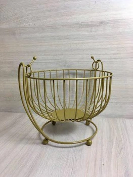 Фруктовниця металева на ніжці Decorart 25x18 золотиста