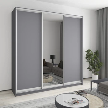 Шафа-купе тридверна MebelStar Комбо AL 2ДСП/Дзеркало 230x45x240 см Антрацит (MBS-2111)