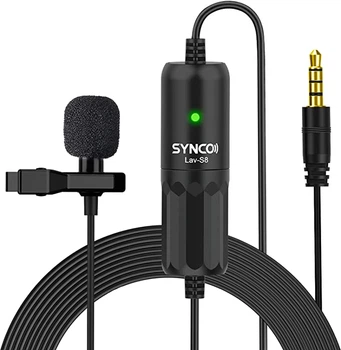 Петличный микрофон Synco 8м с шумоподавлением для телефона и камеры черный
