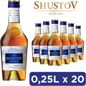 Упаковка спиртного напитка Шустов Величественная коллекция 5* 40% 0.25 л x 20 шт (4820256584736)