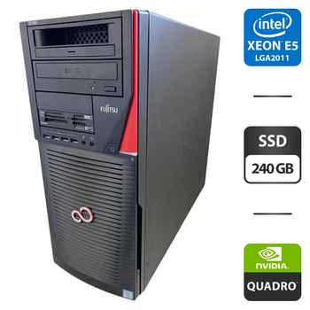 Рабочая станция Fujitsu Celsius M740n Tower / Intel Xeon E5-2697 v3 (14 (28) ядер по 2.6 - 3.6 GHz) / 64 GB DDR4 / 240 GB SSD / nVidia Quadro K2200, 4 GB GDDR5, 128-bit / DVD-ROM б/у