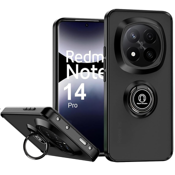 Чехол Fiji Colorframe для Xiaomi Redmi Note 14 Pro 5G матовый бампер с кольцом подставкой Black