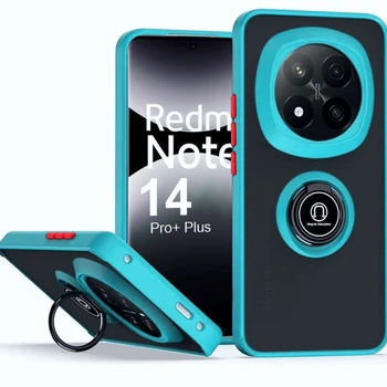 Чехол Fiji Colorframe для Xiaomi Redmi Note 14 Pro Plus 5G матовый бампер с кольцом подставкой Turquoise