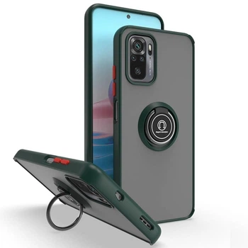 Чехол Fiji Colorframe для Xiaomi Redmi Note 10 / Note 10S матовый бампер с кольцом подставкой Green