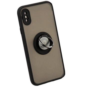 Чехол Fiji Colorframe для Apple iPhone X матовый бампер с кольцом подставкой Black