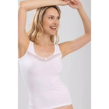 Майка женская хлопковая с кружевом Baykar р 5 XL 48-50 арт 6037-01 белая