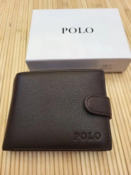 Чоловічий гаманець зі шкірозамінника Polo коричневий 538 корич 12×10см