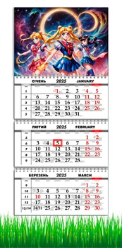 Календарь настенный квартальный на 2025 год, на три пружины, Apriori, Аниме Сейлормун Sailor Moon, 29,7х61см , 7 вид