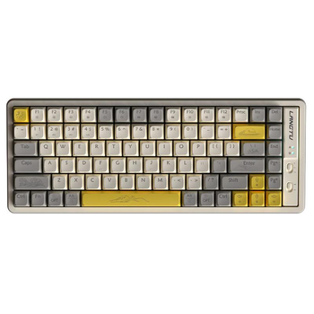 Механическая беспроводная клавиатура LANGTU GK85 с тремя режимами Type-C, Bluetooth и 2,4 ГГц, RGB подсветка клавиш, 85 клавиш (раскладка ENG, QWERTY, Gold Red Switch). Цвет - Молочно-желтый