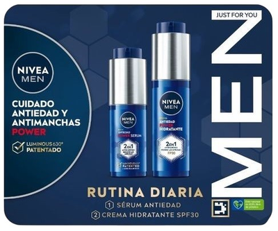 Набір по догляду за обличчям для чоловіків Nivea Men Rutina Diaria Antiedad Сироватка 30 мл + Крем 50 мл (8412300052597)