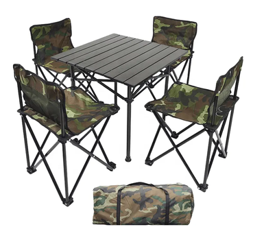 Стол + 4 стула Folding table and chairs складной стол со стульями, комплект складной мебели, портативный стол для дома, для отдыха, для дачи, для кемпинга, для похода, для рыбалки, для туризма, для пикника