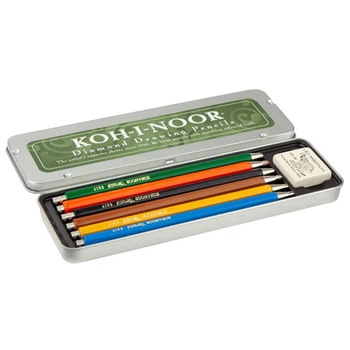 Набор цветных цанговых карандашей K-I-N Diamond Pencils + резинка K-I-N 300/40 в металлическом пенале (5217)