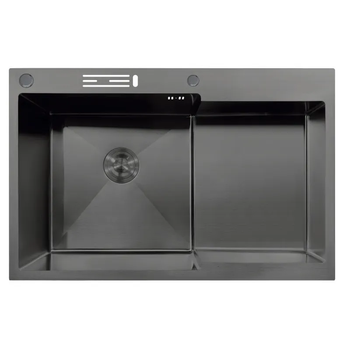 Мойка MIXXUS MH7849L-HK NANO-BLACK (3.0/0.9) из нержавеющей стали "глубокое крыло", с подставкой MX1936