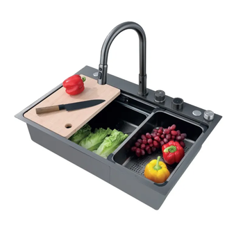 Кухонная мойка Zerix ZH7548-SET-03 Nano-Black со встроенным смесителем ZM5577