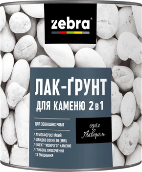 Лак-грунт Zebra для каменю 2в1 0.75 л серія Акварель (4823048027183)
