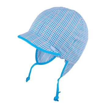 Шапочка двостороння для хлопчика з UV+50 tutu 04041 46-48 Блакитна з білим