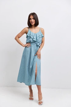 Сарафан міді на тонких бретелях з воланами Wear me S М"ята (16_25_40_11031)