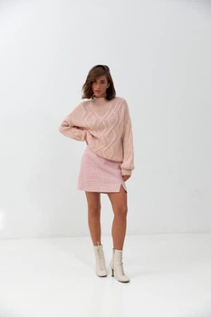 Светр в'язані ромби Wear me XL/XXL Пудра світлий (3_24_9948)