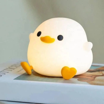 Ночник детский DS-DUCK-01 в форме мультяшной утки силиконовый мягкий сенсорный с аккумулятором Белый (0003)
