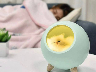 Ночник Спящий кот в домике UFT SCH01 Green с сенсорной кнопкой