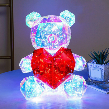 Ночник светодиодный Мишка с красным сердцем в подарочной коробке 30см UFT LP1 Bear (UFTLP1bear)