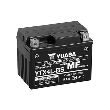 Мото акумулятор 3ач 50а "+" праворуч Yuasa, YTX4L-BS