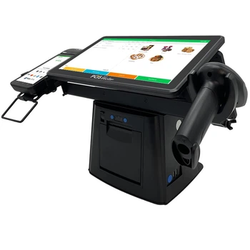 Комплексна каса 5-в-1 SHIVA-2 POS Windows для магазину. POS-термінал з екраном покупця + вбудований принтер чеків + сканер штрихкодів + тримач для сканера і платіжного термінала