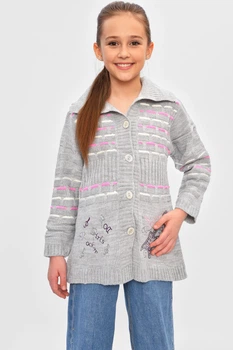 Кофта десткая для девочки серого цвета KIDS рост 110 см: 110 - 116 см (27 р) (201557)