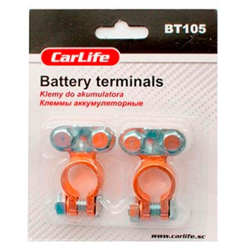 Клеммы аккумуляторные (-/+) свинцовые BT105 (комплект) CARLIFE, BT105