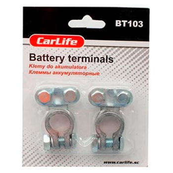 Клеммы аккумуляторные (-/+) свинцовые BT103 (комплект) CARLIFE, BT103