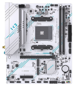 Мат.плата AM4 (B550) Maxsun B550M GAMING WIFI ICE, B550, 2xDDR4, Int.Video(CPU), 2xSATA3, 2xM.2, PCI-E 16x 4.0, PCI-E 4x 3.0, ALC897, RTL8111H, WIFI5ac+BT4.2, 2xUSB3.2/4xUSB2.0, VGA/HDMI, ARGB sync, Micro ATX (MS-B550M GAMING WIFI ICE)