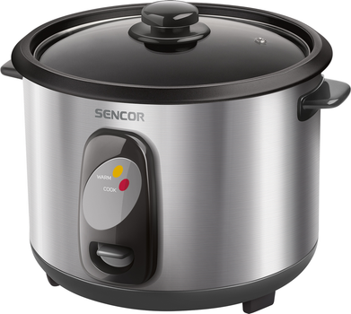 Sencor Рисоварка, 500Вт, чаша-1,5л, електр. керування , знімна кришка, нерж. сталь, сірий