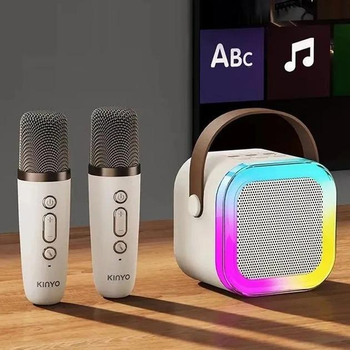 Портативная колонка Bluetooth с микрофонами и подсветкой / Мини караоке-колонка
