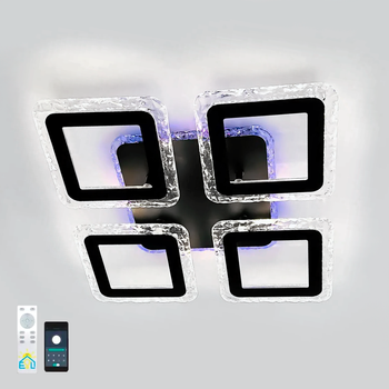 Светодиодная LED люстра Esllse ROOM ICE RGB 70W 4S черная 385×75мм с управлением со смартфона APP BLACK