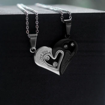 Парні кулони для закоханих з нержавіючої сталі "Heart"