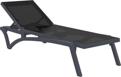Шезлонг Siesta Pacific, 193 х 68 х 35 см – серо-черный
