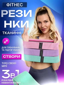 Набір гумок для фітнесу та спорту 3 шт Fitness LT7774 тканинні еластичні еспандери для тренування