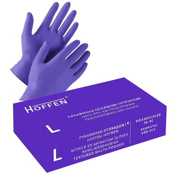 Рукавички нітрилові L Hoffen 3.5г нестерильні текстуровані HFN-12302L