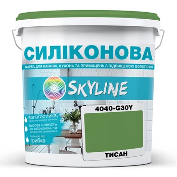 Цветная Краска СИЛИКОНОВАЯ Skyline для влажных помещений 4040-G30Y (C) Тисан 1л