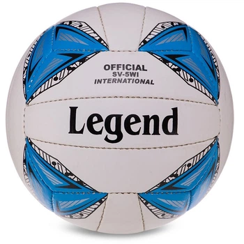 Мяч волейбольный LEGEND, бело-синий, размер 5, PU, ручной шов, для зала и улицы(OB_EDE569B80091)