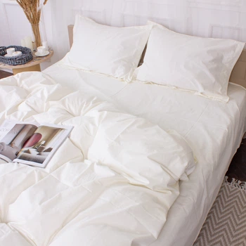 Простирадло MirSon Poplin Line 002 Milky White 150х200 см (2200006277972)