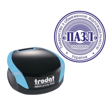 Печатка ТОВ на кишеньковому оснащенні TRODAT Micro Printy 9342 діаметром 42 мм Бірюзовий (ТОВ19/9342/BZ)