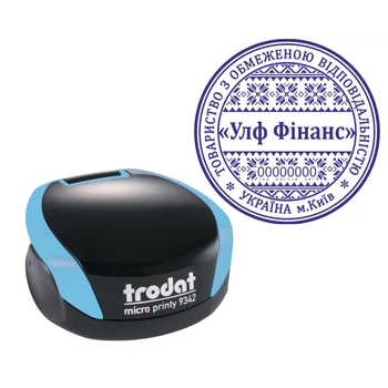 Печатка ТОВ на кишеньковому оснащенні TRODAT Micro Printy 9342 діаметром 42 мм Бірюзовий (ТОВ17/9342/BZ)