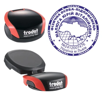Печать ФОП на карманной оснастке TRODAT Micro Printy 9342 диаметром 42 мм Красный (ФОП2/9342/R)