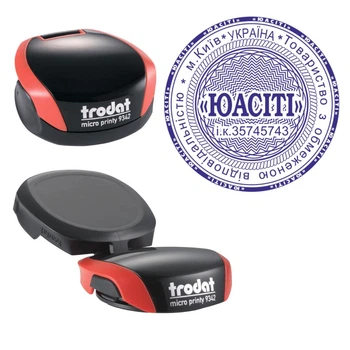 Печать ТОВ на карманной оснастке TRODAT Micro Printy 9342 диаметром 42 мм Красный (ТОВ11/9342/R)