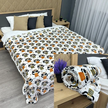 Плед-покрывало Decorator WellSoft RACCOON 200х205 см с принтом "Еноты" (87-193)