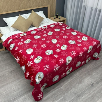 Плед-покрывало Decorator WellSoft 200х220 см с рождественским принтом Красный (87-174)