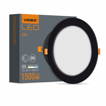 Світлодіодний світильник Back вбудований круглий VIDEX 15W 5000K Black