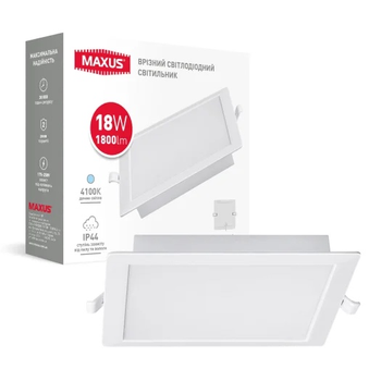 Врезной светодиодный светильник 1-RDL-1841-IPS MAXUS RDL 18W 4100K IP44 Square
