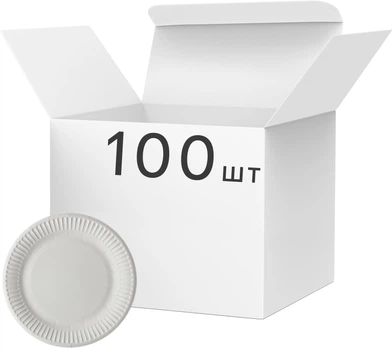 Упаковка плоских тарілок Альфа Папер Кап ламінованих 18 см х 100 шт Білі (4885845698430)